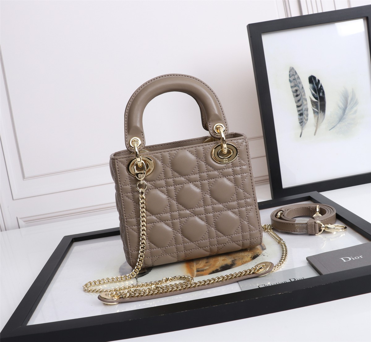 Mini Lady Dior Bag Khaki Cannage Lambskin